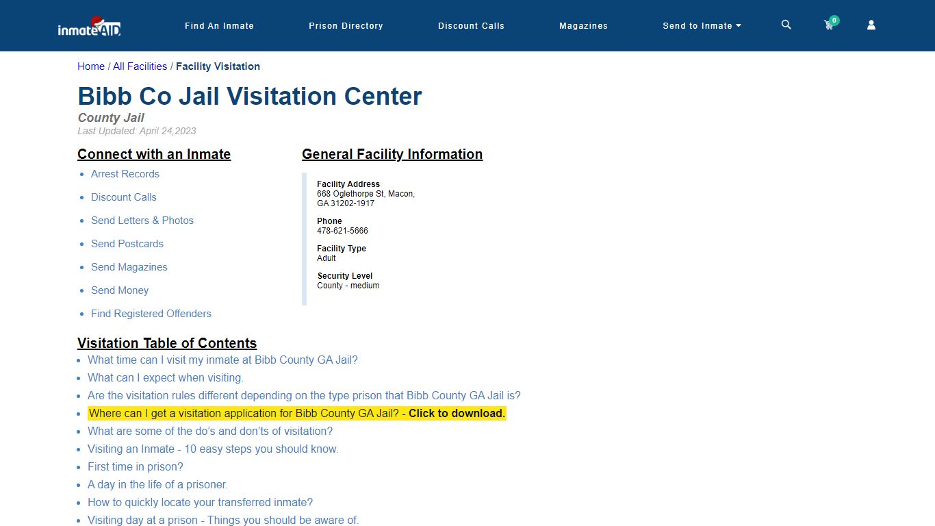 Bibb County GA Jail | Visitation, dress code & visiting hours - InmateAid